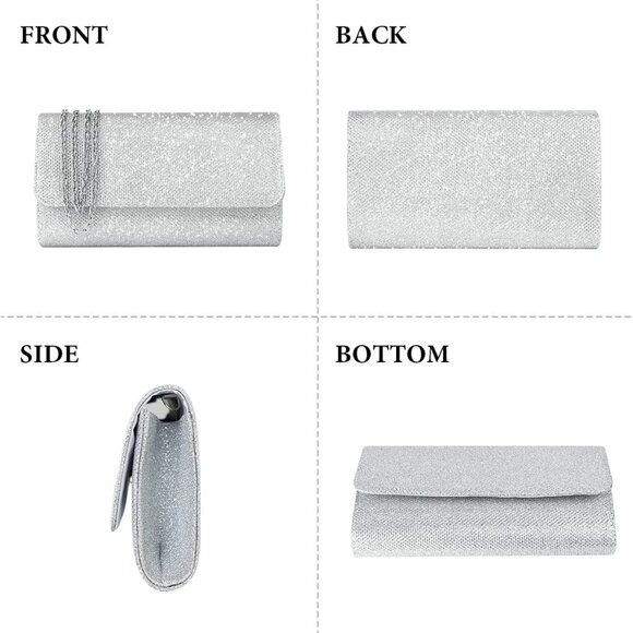 Evening Bag Clutch Purses for Women, Glitter Evening Bag Sparkling Envelope Pack - Picture 6 of 9